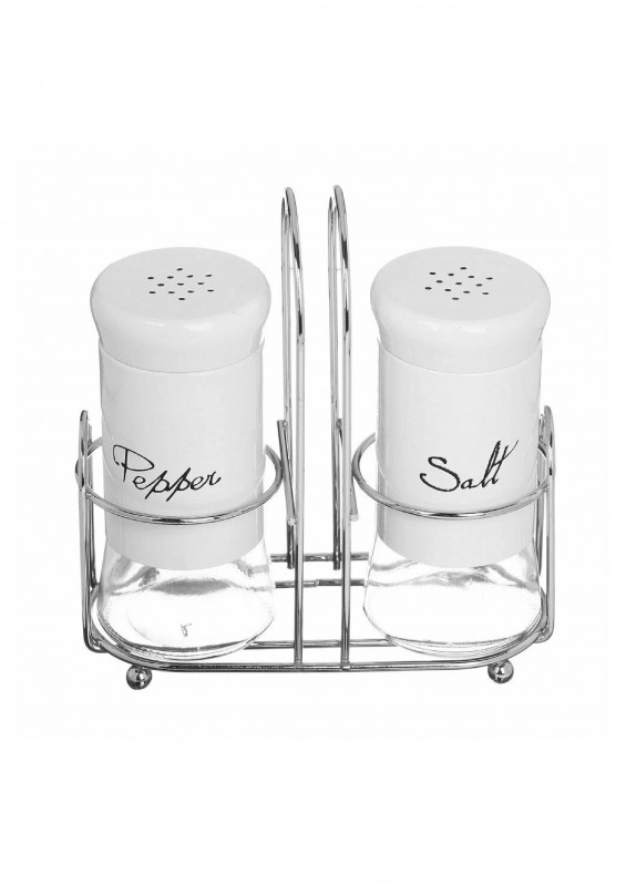 Набор солонок с подставкой нержав сталь стекло 2шт VETTA