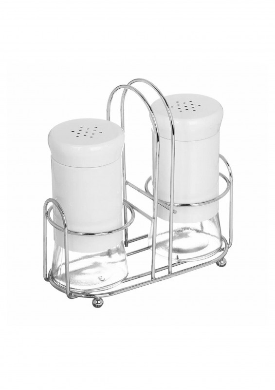 Набор солонок с подставкой нержав сталь стекло 2шт VETTA