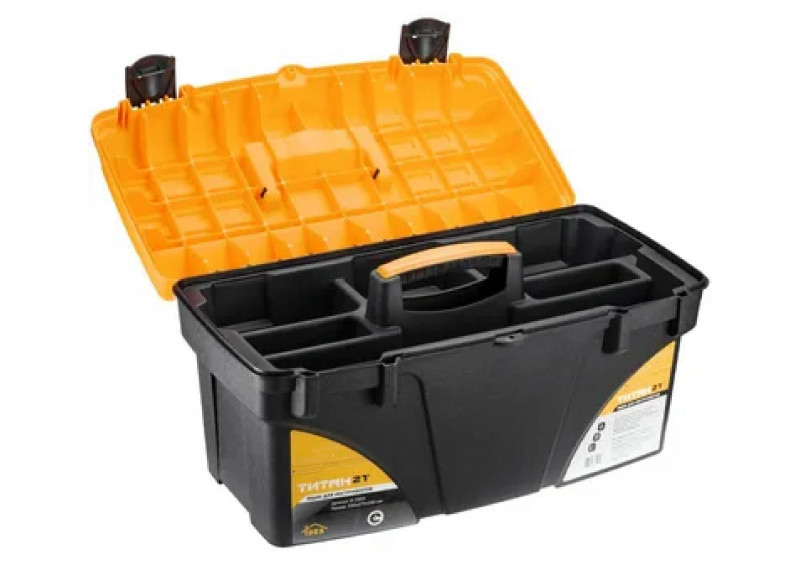 Ящик для инструмента 21 с секциями желтый с черным ТИТАН