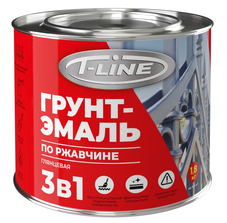 Грунт-эмаль по ржавчине 3в1 1,8кг черная T-line