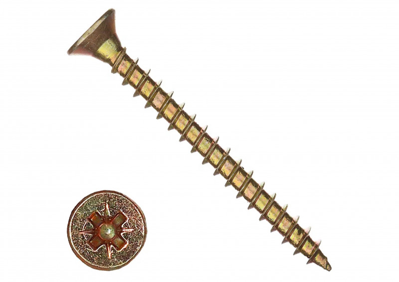 Саморез универсальный желтый цинк 6х80