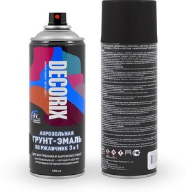 Грунт-эмаль по ржавчине 520 мл черная глянцевая Decorix